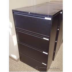 Inscape Black 30" 4 Drawer Lateral File Cabinet, Locking